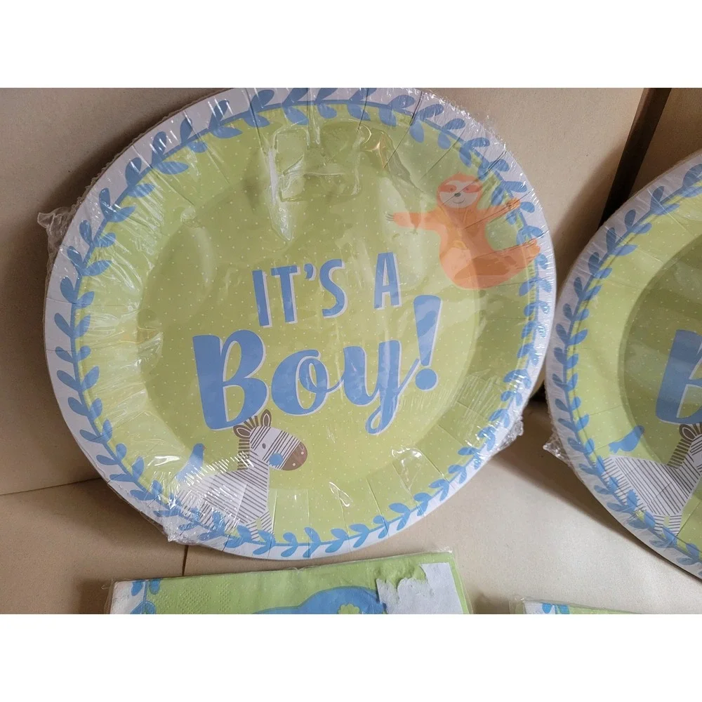 Oh Baby It's A Boy Jungle‎ Safari Shower Plates and Napkins Set 82pc Bundle